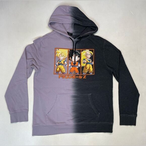 Dragon Ball Z pullover Hoodie Men Medium Black Purple Anime - Picture 1 of 5